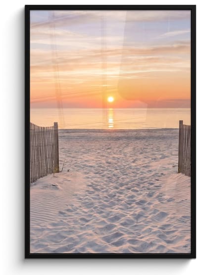 Poster in lijst - Fotolijst 80x120 cm - Posters - Zonsondergang - Strand - Zand - Posterlijst zwart - Decoratie - Wanddecoratie woonkamer - Muurdecoratie slaapkamer