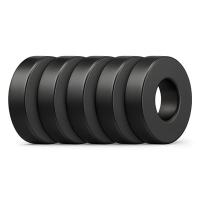 Brute Force ringmagneten met schroefgat – 20x3 mm – N52 neodymium – zwart epoxy – set van 5 stuks – verzonken gat Ø5 mm