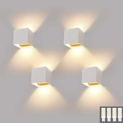 Wandlampen Set van 4 voor Binnen en Buiten, Modern Up Down Design, Waterdicht IP54, 9W Vervangbare G9 Lamp, Warmwit 3000K