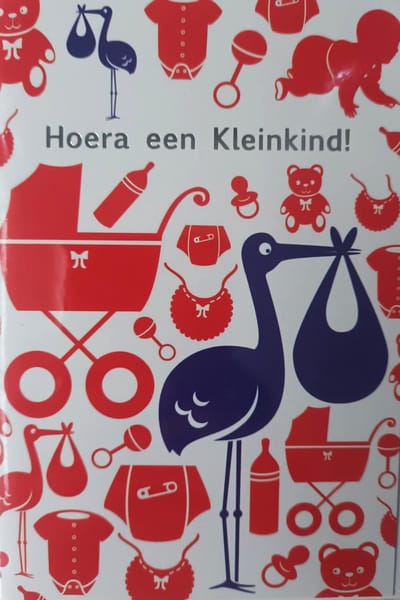 Luxe Wenskaart Kleinkind Geboren - Kleindochter - Kleinzoon - Opa Oma - Art of Cards - 11,5x17cm - Dubbele Kaart - Met Envelop - Luxe Wens Kaart - Greeting Card - 1 Stuks - In Folie Apart Verpakt - 213373 - Petit Enfant - Enkel - Grandchild