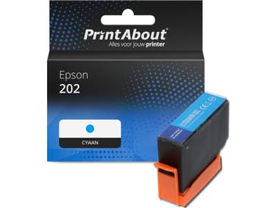 PrintAbout huismerk Inktcartridge 202 (13T02F24010) Cyaan Geschikt voor Epson