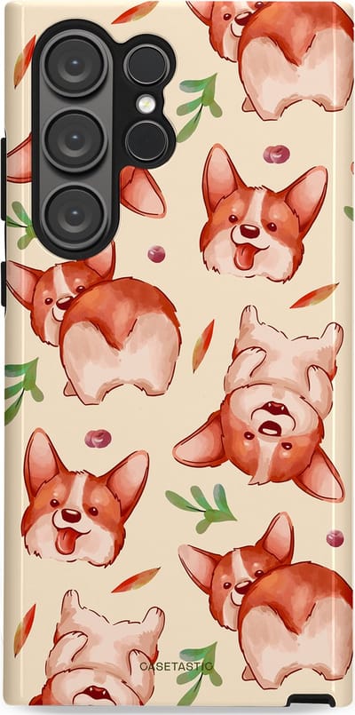 Casetastic Hoesje Geschikt voor Samsung S23 Ultra - Stijlvolle Beschermende Duo-layer Case - Corgipootjes