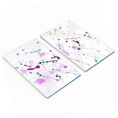 Duurzame en stijlvolle glazen borden met abstract stippenpatroon 2x30x52 cm