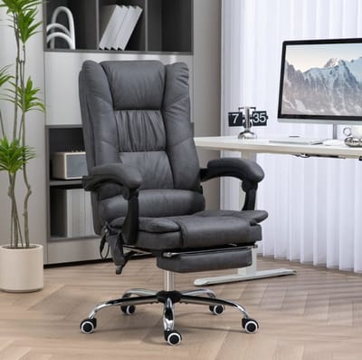 Wishdor Bureaustoel 64 x 70 x 110-118 cm met massage en warmtefunctie donkergrijs