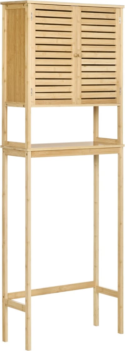 Kleankin-Boven het toiletkastje-Bamboe-60x23x173cm-Natuurlijk hout