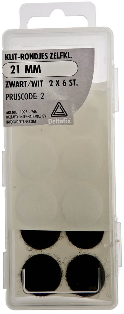 Deltafix zelfklevend klittenband rond zwart en wit - 21 mm - 2 x 6 stuks