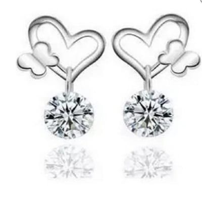 Oorbellen- Hart vlinder- Zirkonia Zilver - Charme Bijoux
