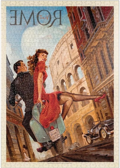 Vintage Puzzel - Rome Poster - Ontspannen Vrije Tijd - Hoge Resolutie Print - 1000 Stukjes - Vintage