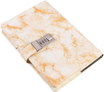 Dagboek met code - Persoonlijk notitieboek - Geheimen bewaren - PU-leer omslag - 21.5 x 14.5 cm - Geel