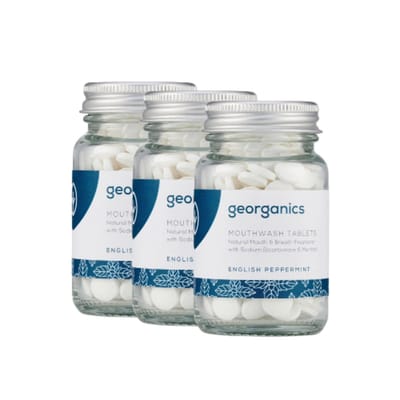 Georganics Mondwater Tabletten - Pepermunt - 3 stuks - Antibacteriële mondspoeling - Langdurige frisheid - Plasticvrije verzorging