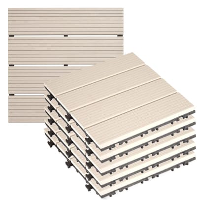 Iber Garden Tuintegel / balkon terrastegels - 6x - beige - composiet - 30 x 30 cm - vlonder - klikbaar to connect