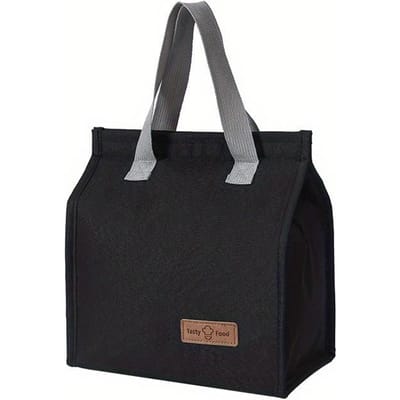 Lunchtas Thermische Isolatie Lunchbox Opbergtas Effen Kleur Multifunctionele Lunchtassen Picknick Eten Zakje zwart