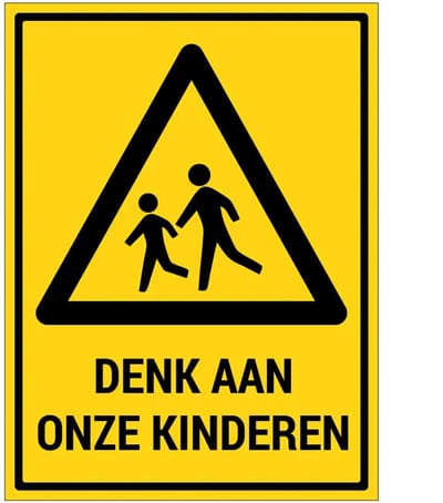 Denk aan onze kinderen bord met tekst | gecoat dibond materiaal | 60 x 45 cm