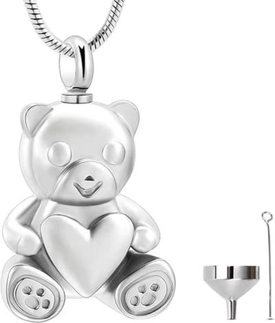 Luxe Ashanger - met Ketting (55 cm) - Voor As, Haren of Parfum - Assieraad - As Ketting - Gedenksieraad - Urn - As Hanger - Incl. As vuller en Opbergzakje - Teddy Bear