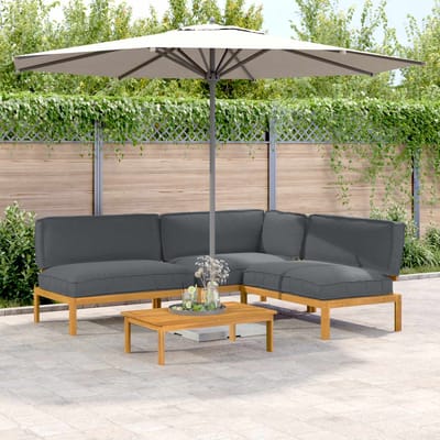 vidaXL - Bankstel - 4 - st - Antraciet - Massief - Acacia - Hout