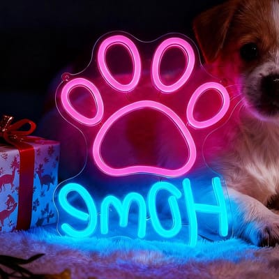 Neon Poot Licht - Huisdier Decoratie - Kamer Verfraaien - Instelbare Helderheid - 26.9 x 20.9 cm - Roze