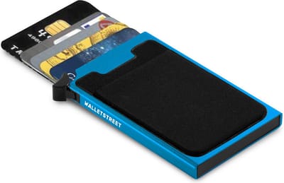 Walletstreet Uitschuifbare Pasjeshouder CB Plus collection-Walletstreet Aluminium Creditcardholder/Creditcardhouder Card Protector Anti-Skim/ RFID Card Protector 7 Pasjes – Kleur Blauw