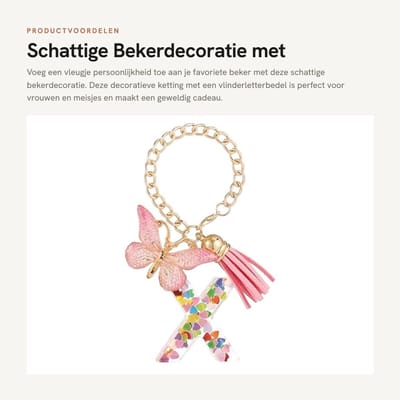 Dailygoods - Schattige Bekerdecoratie met Vlinderletterbedel voor Handvat