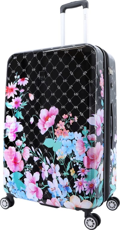 ELLE Harde Koffer / Trolley / Reiskoffer - 70 cm (Large) ? Bouquet - Zwart - Zwart / Large