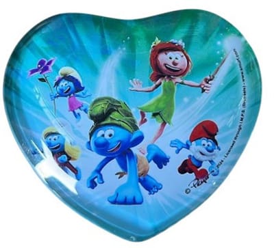 Smurfen Hartvormige Glasmagneet 5 cm – Blad en De Smurfen – Power Gift – Koelkastmagneet