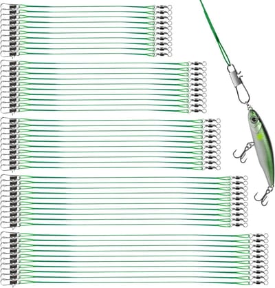 100 Stuks Stalen Voorkeursvakken voor Snoekvisserij met Draaiingen en Clips, 5 Maten, Roestvrij Staal, Ideaal voor Spider Fishing en Zoutwater Visserij