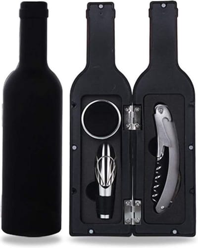 Wijnaccessoires Set - Wijnset Fles - Wijn Serveren - 4 Delig - 6 x 6 x 23.5 cm - Niet gespecificeerd