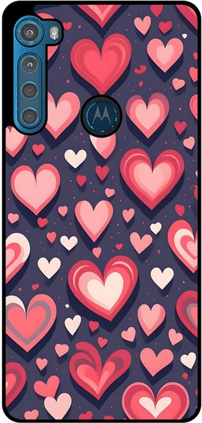Smartphonica Telefoonhoesje Geschikt voor Motorola One Fusion Plus met Hartjes Opdruk - TPU Backcover Case With Heart Design geschikt voor Motorola One Fushion Plus
