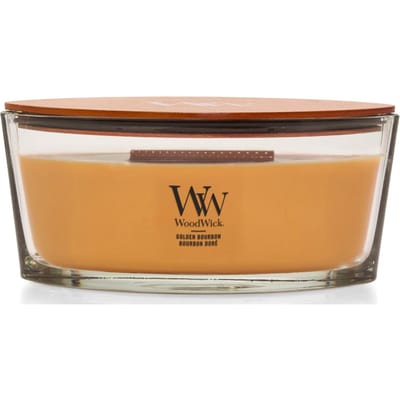 WoodWick Hearthwick Flame Ellipse Geurkaars - Golden Bourbon - 50 branduren