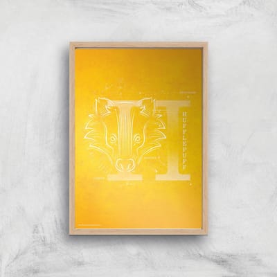 Harry Potter Hufflepuff Giclee Art Print - A4 - Wooden Frame