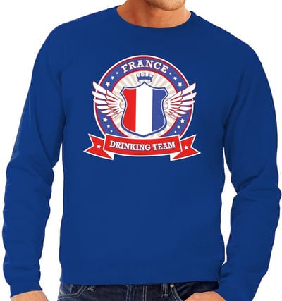 Blauw France drinking team sweater blauw heren - Frankrijk kleding S