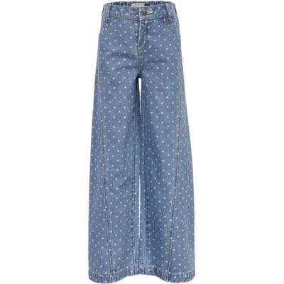 LOOXS Little Meisjes broekseizoen - Maat 92 in de kleur Blauw hartjesprint van 90% COTTON 10% POLYESTER - 2601-7601-988