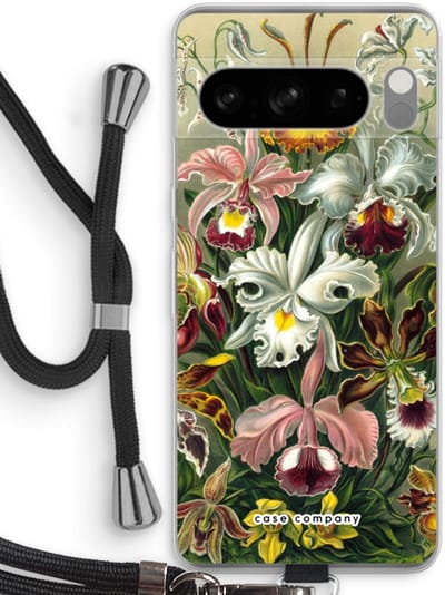 Case Company® - Hoesje met koord geschikt voor Google Pixel 8 Pro hoesje met Koord - Haeckel Orchidae - Telefoonhoesje met Zwart Koord - Bescherming aan alle Kanten en Over de Schermrand