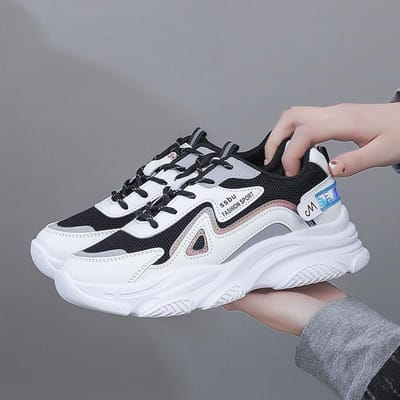 Lente Nieuwe Dikke Zool Papa Schoenen Dames Koreaanse Versie Ademend Alles-match Casual Schoenen Dames 40 gray
