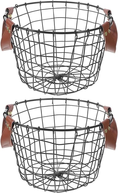 Brandhoutmand Set - Houtopslag Manden - Haard Hout Opslag - Handgemaakt Robuust Ijzer - 26.5x26.5x18 cm - Zwart