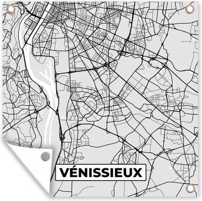 Tuin poster Vénissieux - Plattegrond - Frankrijk - Kaart - Stadskaart - 200x200 cm - Tuindoek