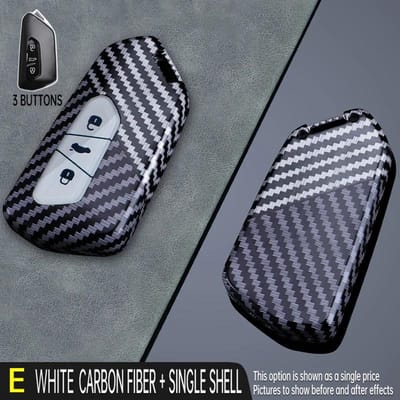 Voor Volkswagen Golf 8 Langyi Sagitar Jetta Weiling Bora Tiguan Skoda Octavia Koolstofvezel Auto Sleutelhoes Cover Shell Met Sleutelhanger