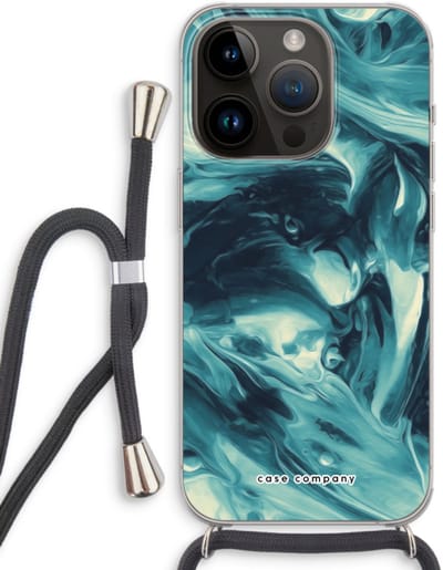 Case Company® - Hoesje met koord geschikt voor iPhone 14 Pro hoesje met Koord - Dreaming About Whales - Telefoonhoesje met Zwart Koord - Bescherming aan alle Kanten en Over de Schermrand