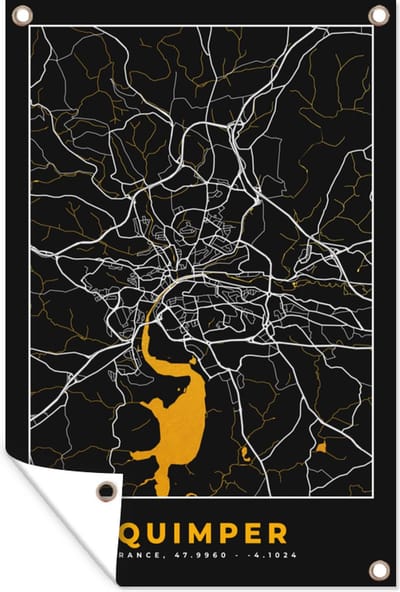 Muurdecoratie Stadskaart – Plattegrond – Quimper - Kaart – Frankrijk - 120x180 cm - Tuinposter - Tuindoek