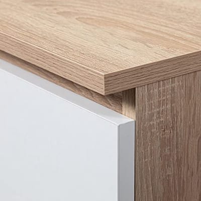 Hoekbureau met 3 laden en 2 planken voor thuiskantoor - Eenvoudige montage 124 x 77 x 85 cm