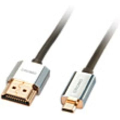 LINDY 41680 HDMI-kabel HDMI Aansluitkabel HDMI-A-stekker, HDMI-micro-D-stekker 0.50 m Grijs 4K UHD, OFC-kabel, Rond, Afgeschermd (dubbel), Extreem