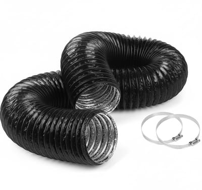 SnelShoppen - Flexibele Drainage Slang 100 mm, 1.5 m PVC met 2 Slangklemmen voor Airconditioning, Droger, Afzuigkap en Ventilatiesystemen
