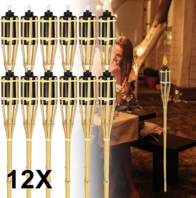 Bamboe tuinfakkel Fakkels Tuin fakkel kaars feest fakkel 10x fakkels dansende vlam vlam licht bamboe