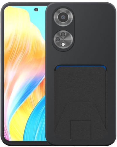 Geschikt voor Oppo A1 / A58 4G / A98 Telefoonhoesje met Verstelbare Leren Pasjeshouder - Flexible Back Cover Case Siliconen TPU with Adjustable Leather Cardslot - Zwart - Smartphonica geschikt voor Oppo A1;Oppo A58;Oppo A98