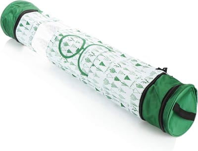 Famanu – Opbergzak voor cadeaupapier – Wit/groen ontwerp – Organizer voor rollen en accessoires