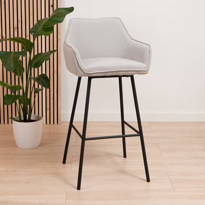 Bronx71® Scandinavische barkruk Andor gerecyclede stof grijs 65-78 cm - Barkrukken set van 2 - barstoel