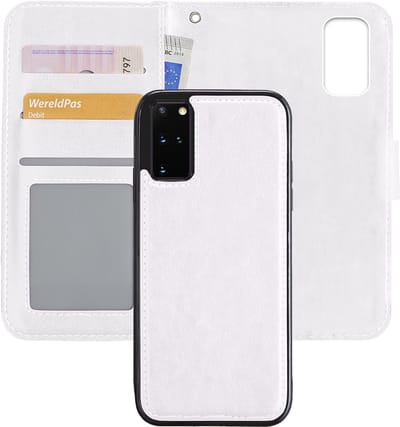 Hoes - 2 in 1 - Geschikt voor Samsung Galaxy S20 Plus - Met Uitneembare Hard Cover - Bookcase - Wallet Case - Met Pasjeshouder - Book Case - Uitneembaar - Pashouder - Kunstleer - Wit