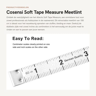 Dailygoods- Meetlint 150 cm - Intrekbaar - Zacht - Lichtgewicht - Dual Sided - Sleutelhanger - Meetlat