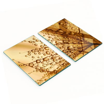 Decoratieve glazen serveerplankjes voor snacks met paardenbloemenmotief, 2x40x52 cm