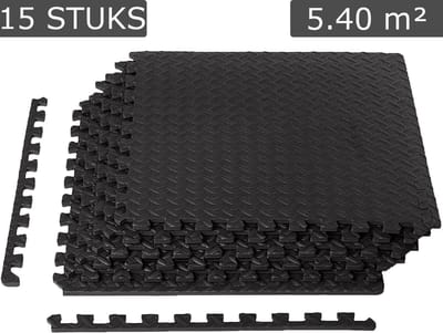 Meisterhome ® Zwembad tegels zwembad bodem bescherming - Waterdichte mat met mooie afgewerkte randen - Easy installeren/schoonmaken - Fitnessruimte/meditatie - Warmte isolerend - 60 x 60 x 1 cm - 15 stuks 5.40 m²- Zwart