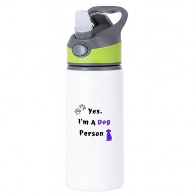 Hacebo® - yes I'm a dog person waterfles met rietje groen - Honden - honden liefhebbers - iemand die houdt van honden - verjaardag - cadeau - kado - geschenk - water fles - 650ML